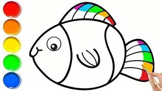 Easy Fish Drawing and Painting Tutorial for Kids & toddlers 