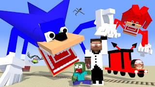 Cursed Shin Sonic meet Herobrine and Boss choo-choo train - Minecraft Animation