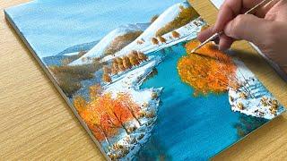 How to Draw a Winter Scenery / Acrylic Painting