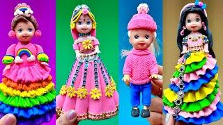 DIY How to Make Polymer Clay Miniature Rainbow Doll Dress | DIY Easy Polymer Clay Tutorial | ASMR