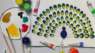 Finger Painting Peacock | Thumb Painting Peacock | Painting Hacks | Thumb Print Art Idea | #shorts