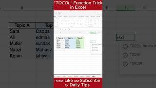 TOCOL Function Trick in Excel #excel #exceltips