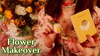 ASMR |  Pampering You with a Floral Makeover (skincare, hair styling, makeup, music) ft. Dossier