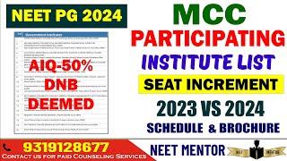 NEET PG 2024 ll Complete List of Participating Institutes l New Hospitals ll Comparison 2023 vs 2024