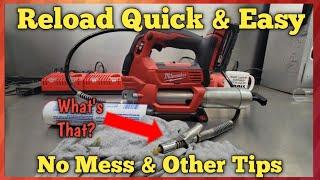 HOW TO LOAD A GREASE GUN. THE QUICKEST, EASIEST, & CLEANEST WAY. PLUS LOCK N LUBE COUPLER.