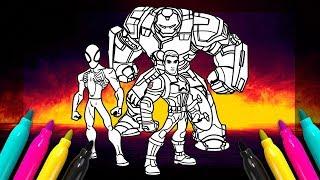 Disney Infinity Avengers Hulkbuster, Captain America, SpiderMan Coloring Page