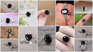 latest silver ring design for girls black stone || silver black stone ring designs for girls