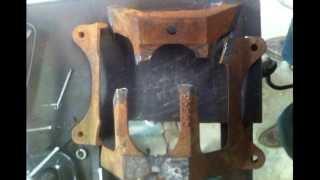 How to Weld a Stover's Cast Iron Pump Base Broken in 5 Pieces with Muggy Weld 77 Electrode