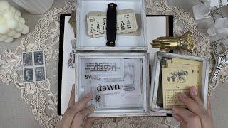 ASMR 다이어리 속 여름 휴가, 감성&빈티지 다이어리 꾸미기 │ 블루&브라운 │ 빈티지다꾸 │ Decorating vintage journal │4K