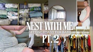 NESTING VLOG PT 2 🪺 lots of baby laundry & more nursery organization | prepping for first baby!