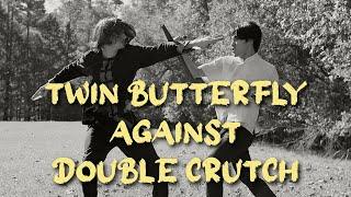 Shaw Bros Style Weapon Fight - Twin Butterfly Against Double Crutch