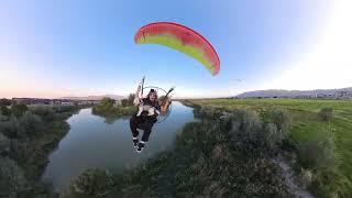 Flying Powered Paraglider with my Dog Aura