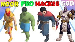 NOOB vs PRO vs HACKER vs GOD in SuperHero Bridge Race 3D