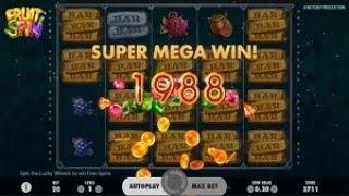 SUPER MEGA WIN On Fruit Spin Slot Machine from NetEnt