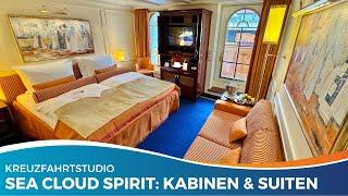 Wohnen mit Balkon auf dem Windjammer: So sehen die Kabinen & Suiten auf der Sea Cloud Spirit aus!