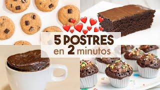 5 POSTRES en MICROONDAS  | en 2 minutos