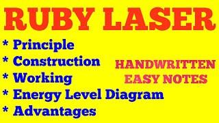 RUBY LASER HANDWRITTEN NOTES || RUBY LASER || LASER PHYSICS ||