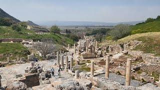 LIVE Walking cam in Ephesus with relaxing music.  Efes Ören Yeri Tam Tur ( Yamaç Evler Dahil )