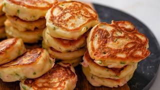 I want to eat this BREAKFAST every day! Fluffy PANCAKES with ham and green onions