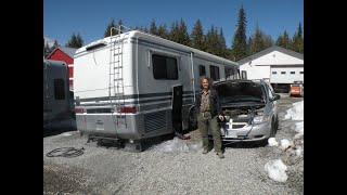 Rick repairing  a greyhound bus type motorhome 20200411