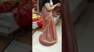 satin silk saree 99Rs with designer blouse! satin silk saree! satin saree for girls!saree! #shorts