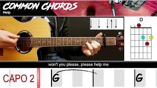 Help! (Capo Version) - The Beatles | EASY GUITAR | Common Chords