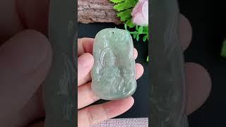 翡翠玉器A貨糯冰種觀音玉吊墜 Natural jade jewellery type-A jadeite Guanyin pendant USD348