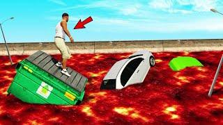 LAVA TSUNAMI In GTA 5 | Crossing GLASS BRIDGE And The FLOOR Is LAVA Challenge