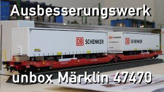 Ausbesserungswerk H0 Märklin unbox 47470 Doppel-Taschenwagen Sdggmrss 738