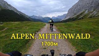 On bicycles over a pass at a height of 1700m. Alpen, Mittenwald