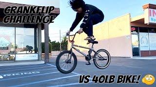 BMX CRANKFLIP CHALLENGE ON A 40LB BIKE!