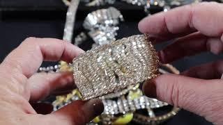 Huge rhinestone haul from 130 lb vintage jewelry lot