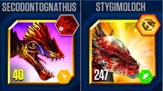 SECODONTOGNATHUS VS STYGIMOLOCH | JURASSIC WORLD THE GAME