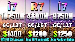 Core i7 10750H vs Ryzen 7 4800H vs Core i7 9750H | Gameplay Benchmark Tested (RTX 2060 6GB Mobile)