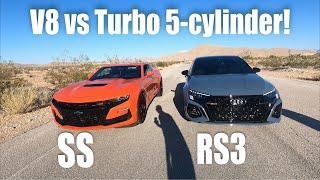 2024 8Y Audi RS3 vs 2019 Camaro SS 6-Speed RACE! | Stock