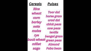 cereals and pulses