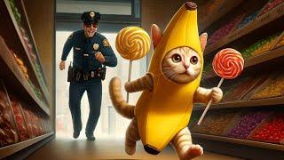 AI BANANA CAT  BABY STOLE LOLLIPOPS #catmemes #cat #bananacat #ai #fyp