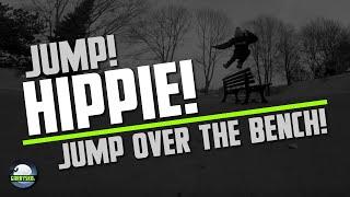 Hippie jumps over a park bench - Learning to skate at 38