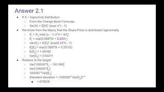 Stochastic Stock Price Past Exam Paper Question CM2