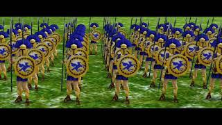 100 Champion Hoplite vs 100 Champion Khopesh Swordsman (Age of Mythology)