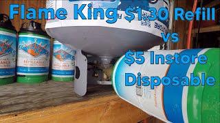 How to Refill 1 lb Propane Tanks. Flame King 1 lb Refillable Tanks. $1.30 vs $5 per Disposable.