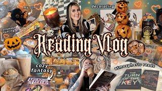 cozy reading vlog ️ atmospheric books, baking, knitting, journaling, halloween hunting, & unboxings