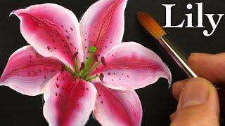 Lily painting tutorial with acrylic ( in 3 Minutes )