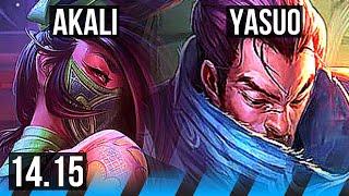 AKALI vs YASUO (MID) | 8 solo kills, 1200+ games, Legendary, 12/2/0 | NA Master | 14.15