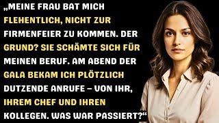 "Meine Frau flehte: 'Komm nicht zu meiner Firmenfeier!' Ich fragte: 'Warum?' Dann sagte sie...