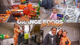 EATING ORANGE COLORED FOODS FOR HALLOWEEN WITH JAY & NAENAE 