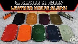 NEW: Leather Slips at C. Risner Cutlery! Patriot Blue and Battleship Gray!