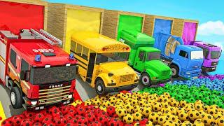 Wheels On the Bus. Crane replaced a bus wheel with soccer balls. Baby Nursery Rhymes & Kids Songs