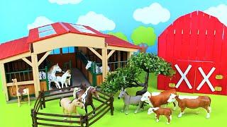 Mini Farm Diorama and Barnyard Animal Figurines   Horses Cows Donkey