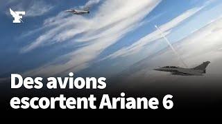 Trois avions de l'armée de l’air escortent la fusée Ariane 6 lors de son envol